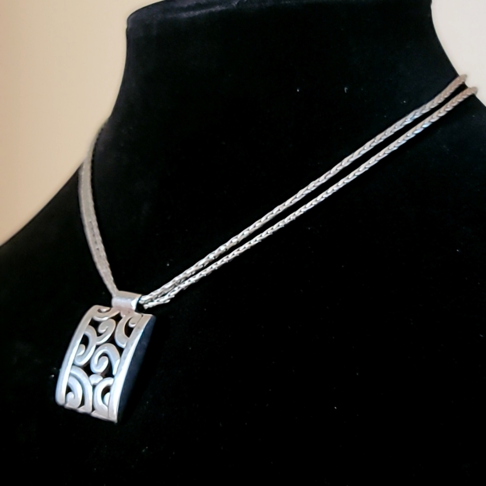 Vintage Brighton Silver Plated Rectangular Filigr… - image 2